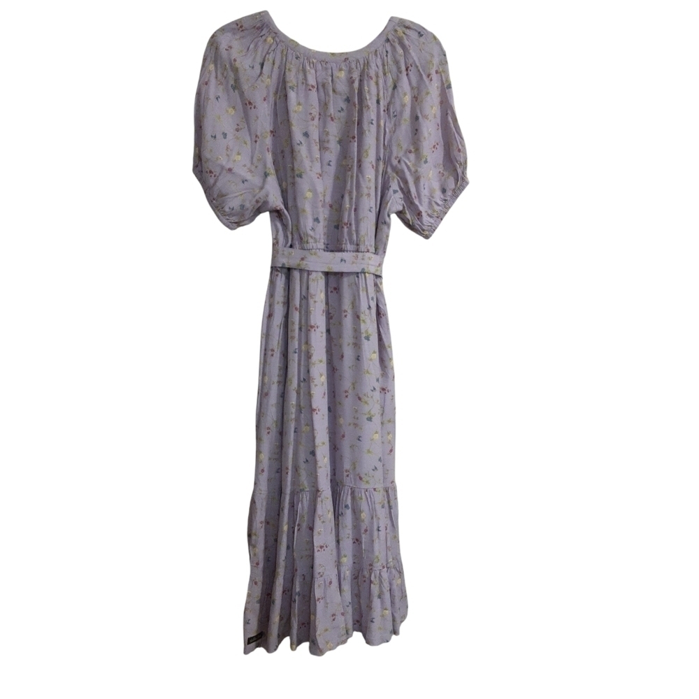 Matilda James maxi dress women L tiered floral waist belted cottage-core casual - Picture 3 of 9